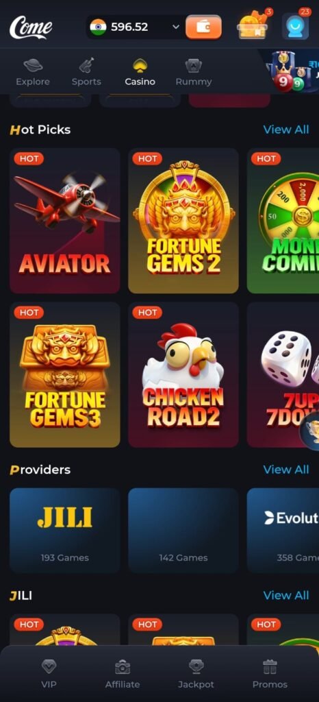 Come Game colorful 3D logo with neon gradient text and Game.com branding for an online gaming platform