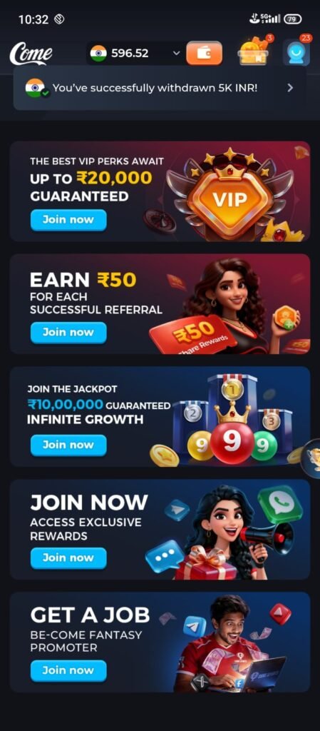 Come Game colorful 3D logo with neon gradient text and Game.com branding for an online gaming platform